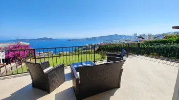 Uninterrupted sea view furnished Kizilburun Bodrum family villa